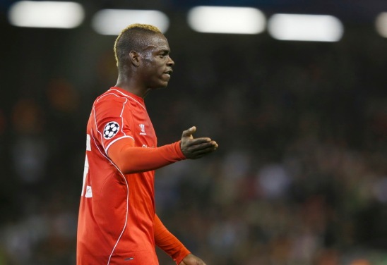 Liverpool's Mario Balotelli reacts during their Champions League Group B soccer match against Real Madrid at Anfield in Liverpool